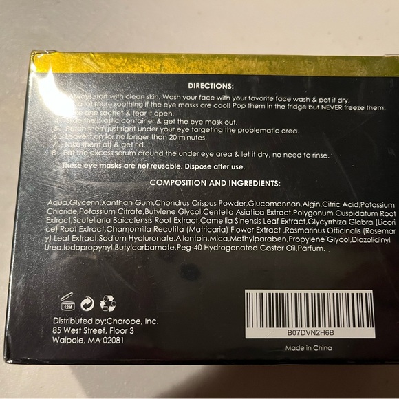 24K Gold Eye Mask for Puffy Eyes and Dark Circles for men or women - Picture 7 of 9